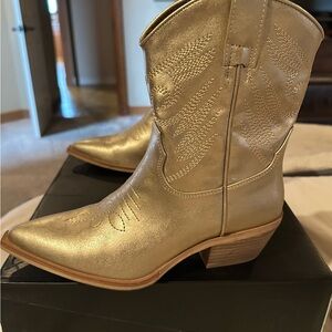 Gold Western Ankle Boots